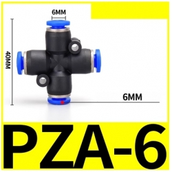 Fitting (ฟิตติ้ง) PZA-6 ข้อต่อลมสี่ทาง 6 mm นิวเมติกส์ 